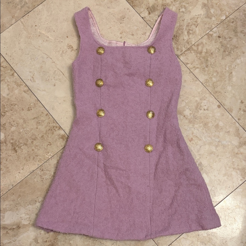 Charming Purple Mini Dress with Gold Accents